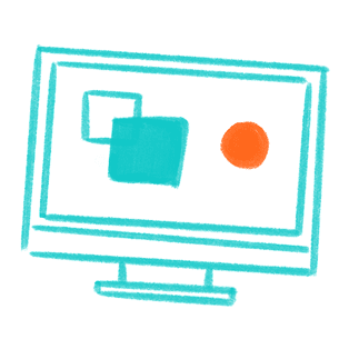 Computer monitor icon representing implementation