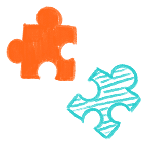 Two interlocking puzzle pieces icon representing problem-solving