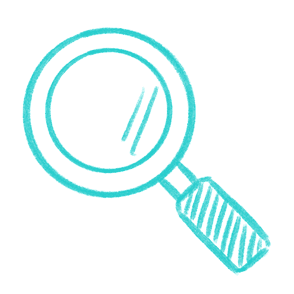 Magnifying glass icon representing research